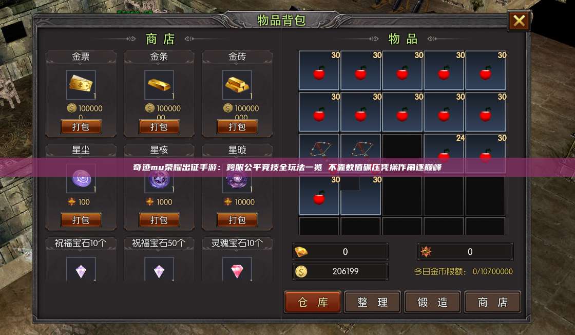 奇迹mu荣耀出征手游：跨服公平竞技全玩法一览 不靠数值碾压凭操作角逐巅峰